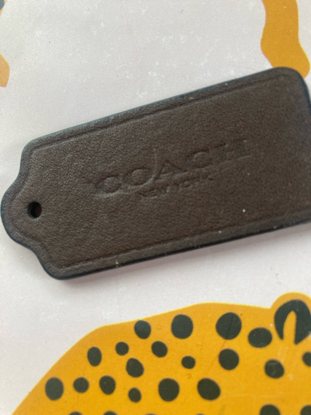 Coach Brown Embossed Leather Bag Tag - Picture 2 of 7